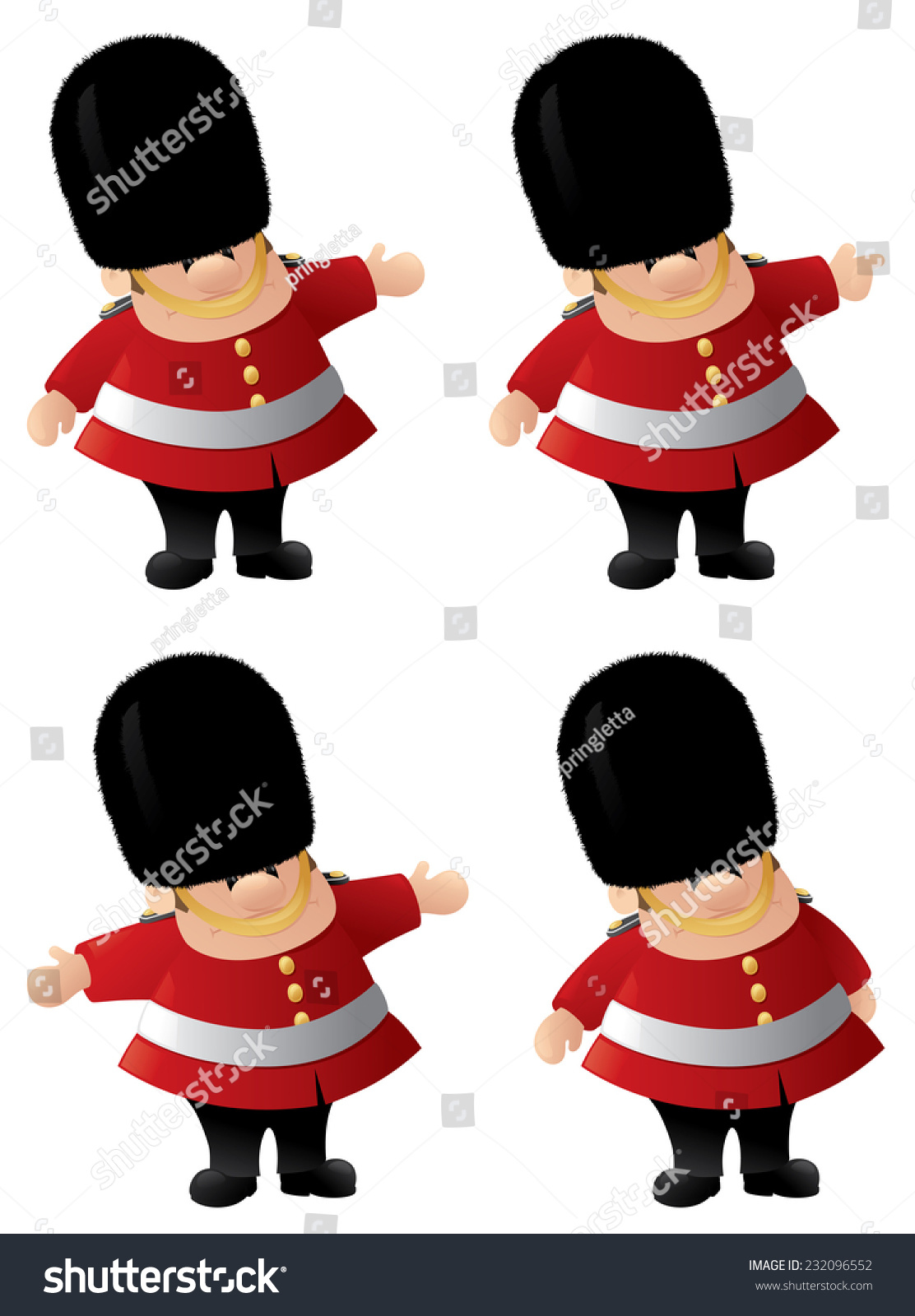 Queens Guard 4 Different Poses Stock Vector (Royalty Free) 232096552 ...