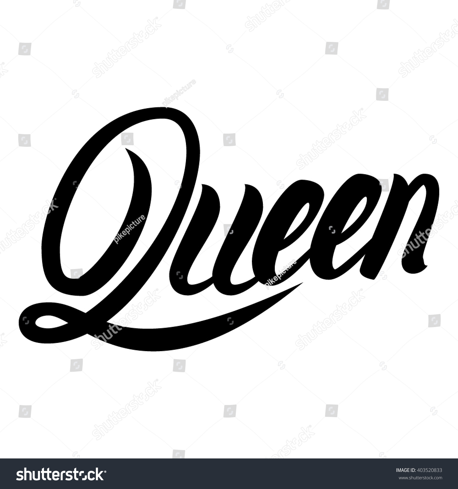 Queen Typographic Design Black Hand Lettering Stock Vector (Royalty ...