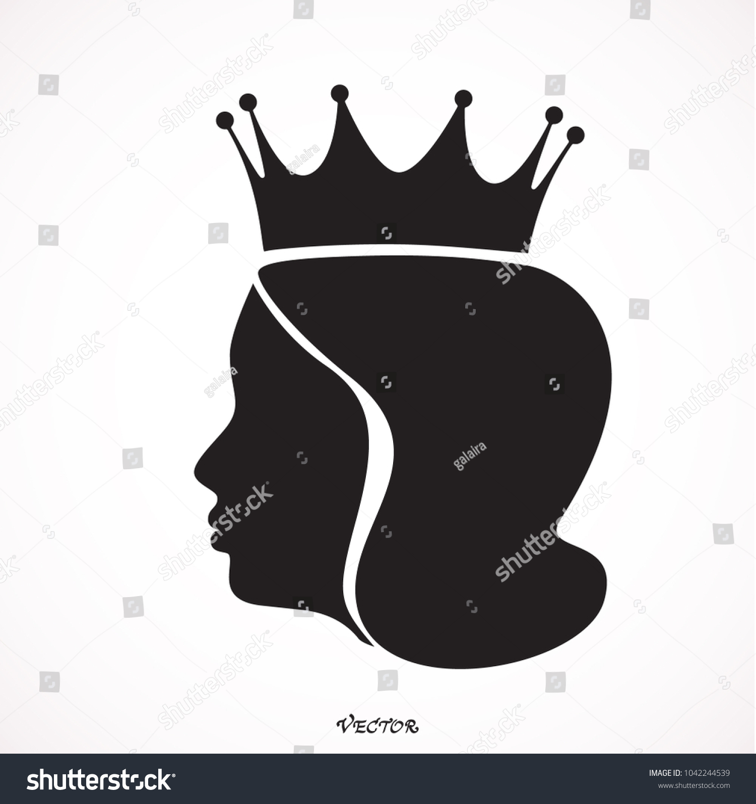 Queen Wearing Crown Logo Vector Stock Vector (Royalty Free) 1042244539