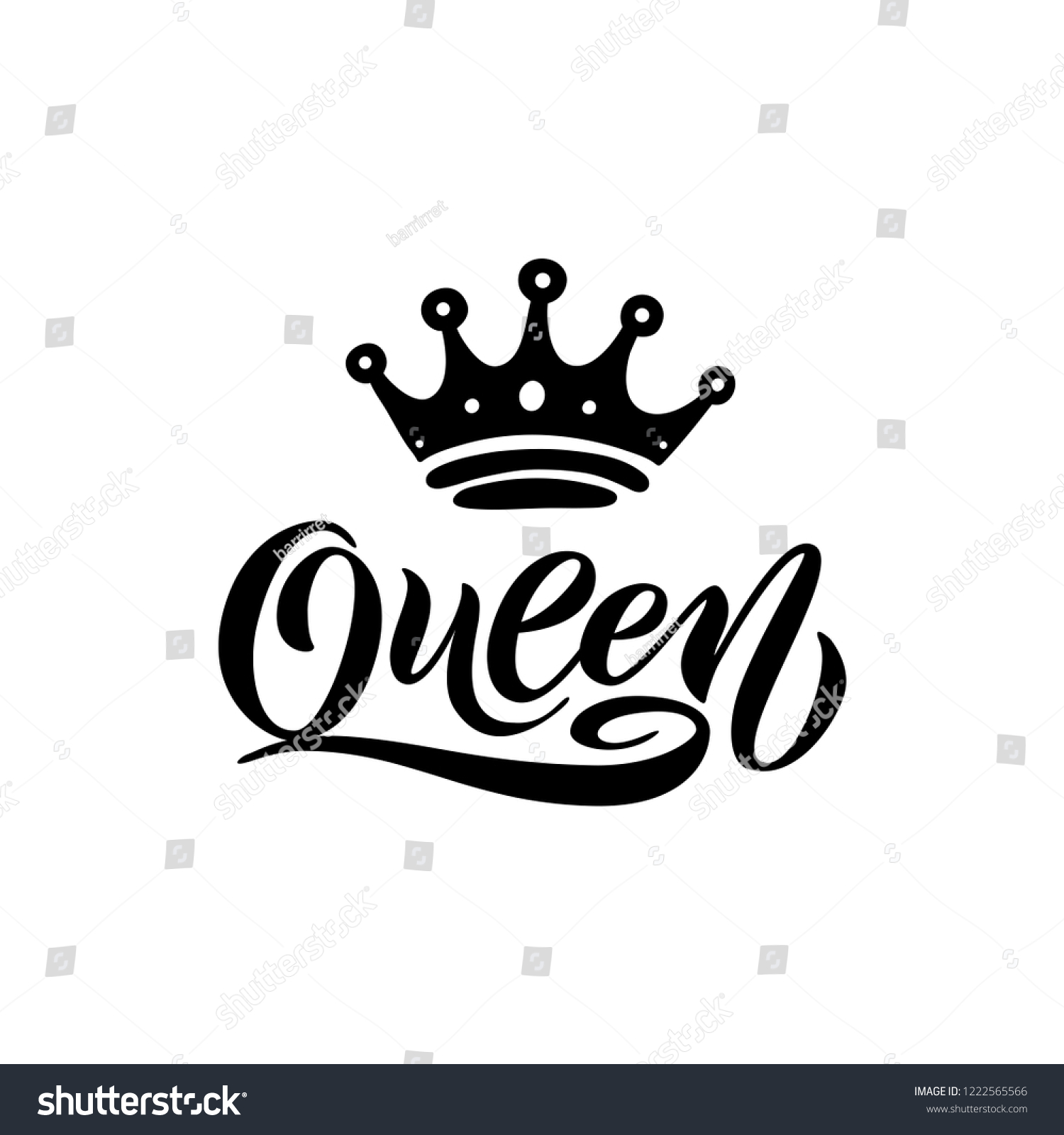 Queen Word Crown Calligraphy Fun Design Stock Vector (Royalty Free ...