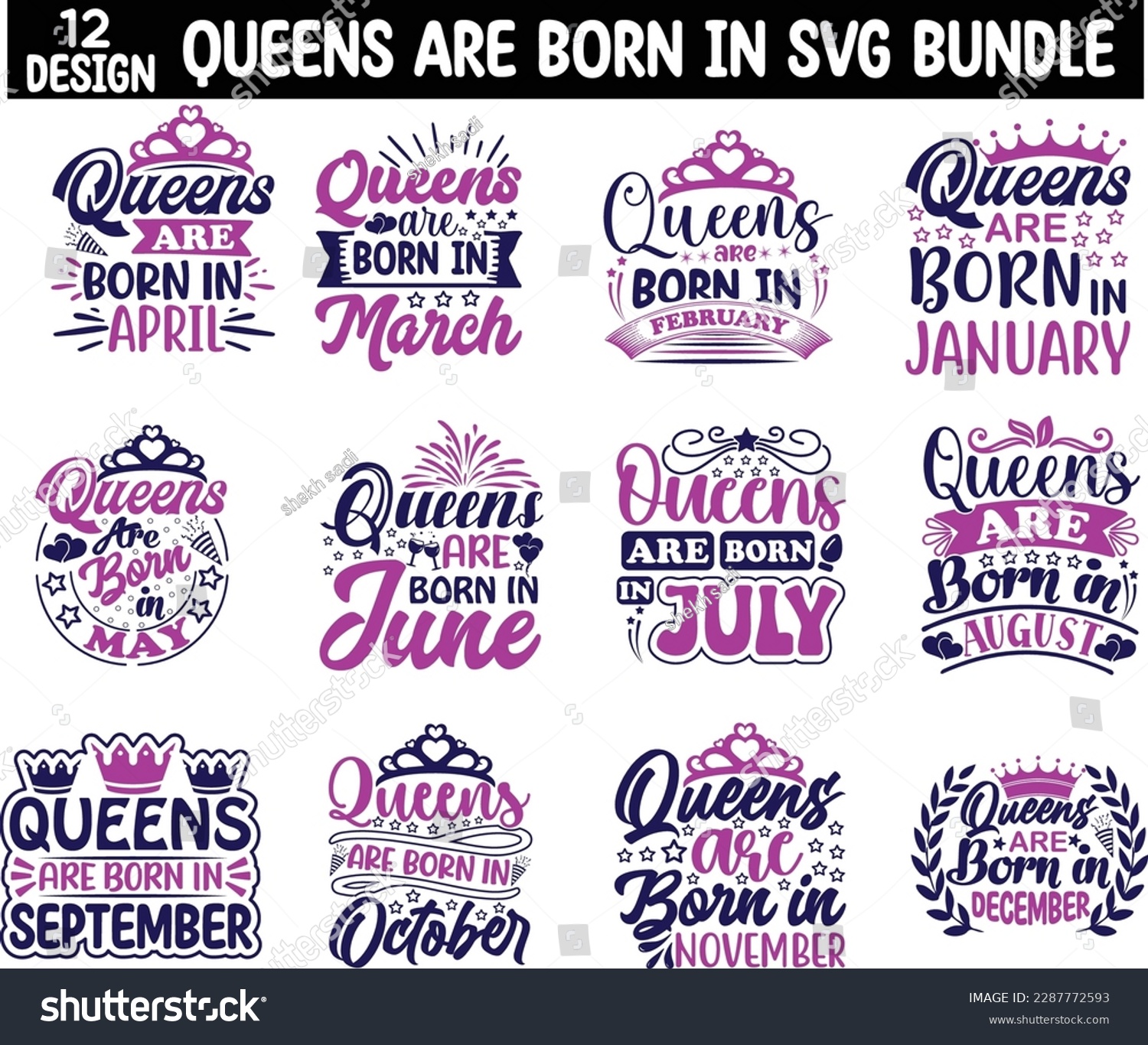 SVG of queens are born in svg bundle
happy birthday svg bundle  svg