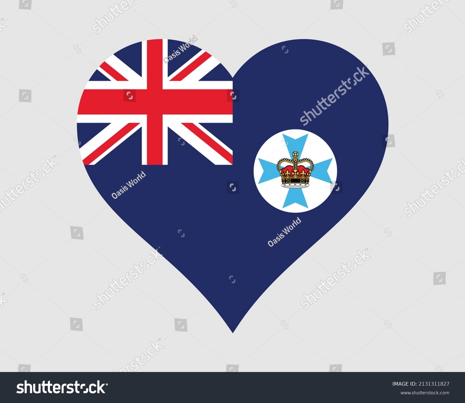 SVG of Queensland Australia Heart Flag. QLD AUS Love Shape Flag. Australian State Banner Icon Sign Symbol Clipart. EPS Vector Illustration. svg