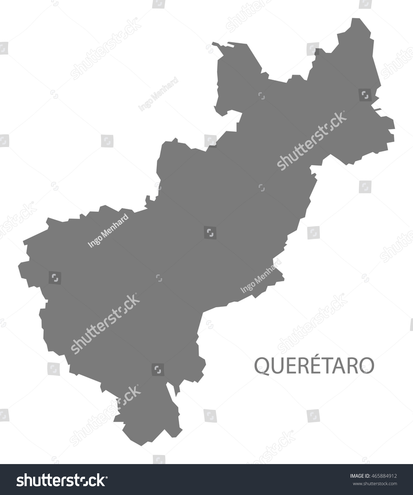 Queretaro Mexico Map Grey Stock Vector (Royalty Free) 465884912