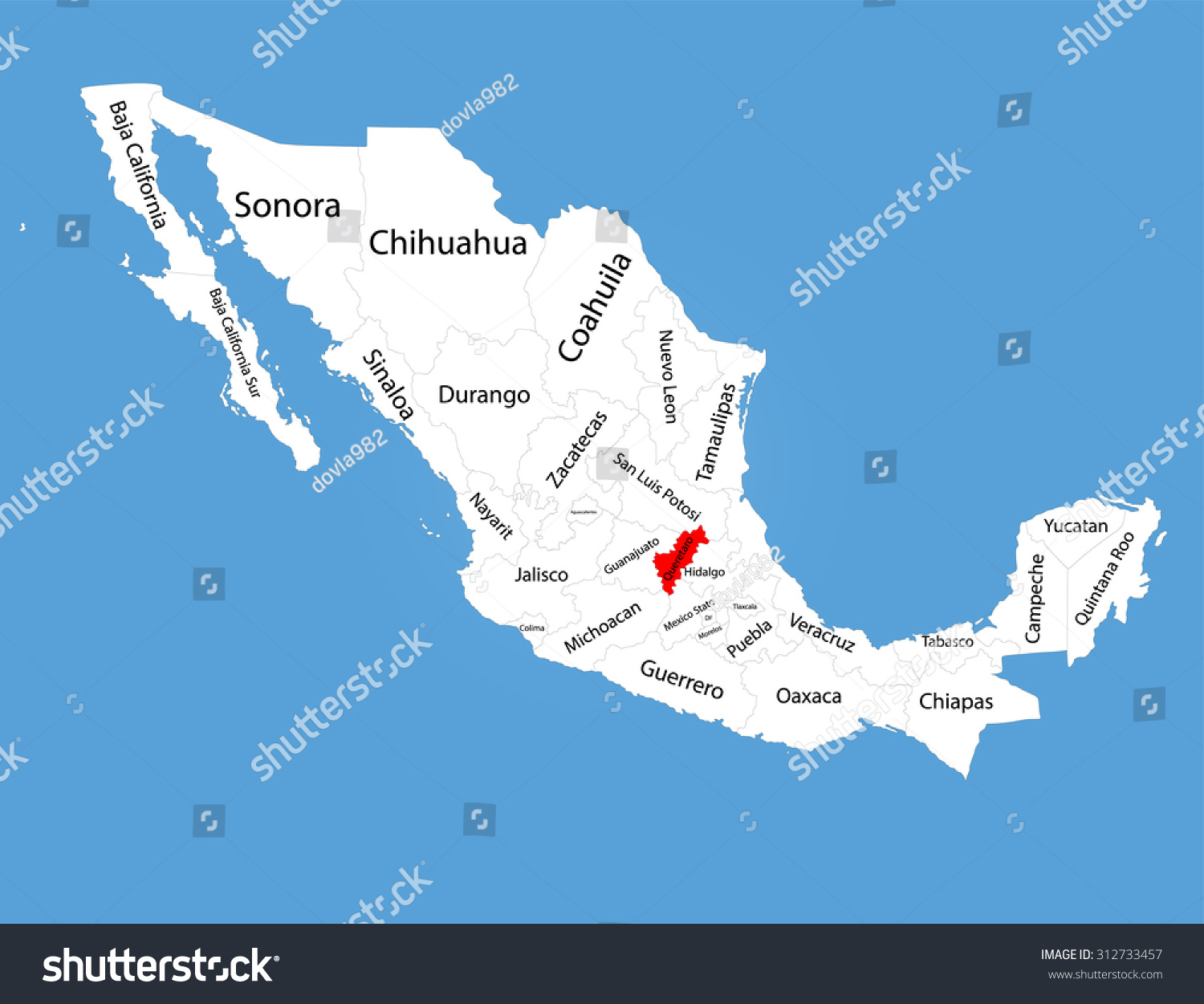 Queretaro Queretaro Mexico Map Queretaro Mexico Vector Map Silhouette Isolated Stock Vector (Royalty Free)  312733457 | Shutterstock