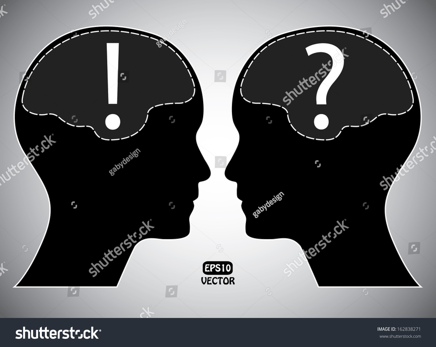 Question And Exclamation Mark With Human Head And Brain. Creative ...