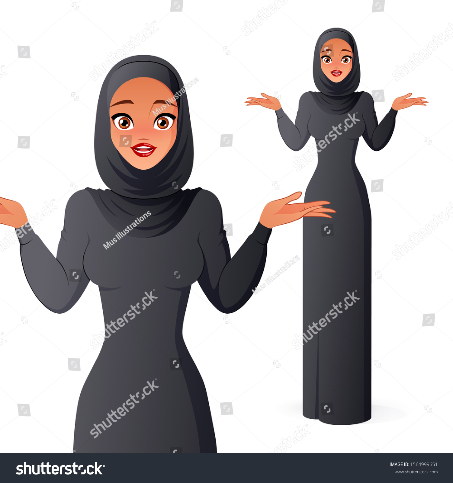 Questioning Young Beautiful Muslim Woman Hijab Stock Vector (royalty 