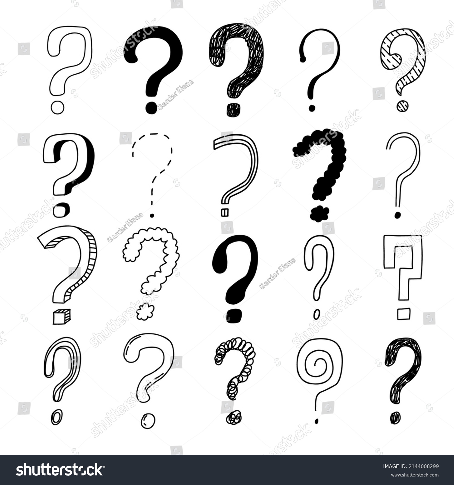 Questions Marks Hand Drawn Doodle Ask Stock Vector (royalty Free 