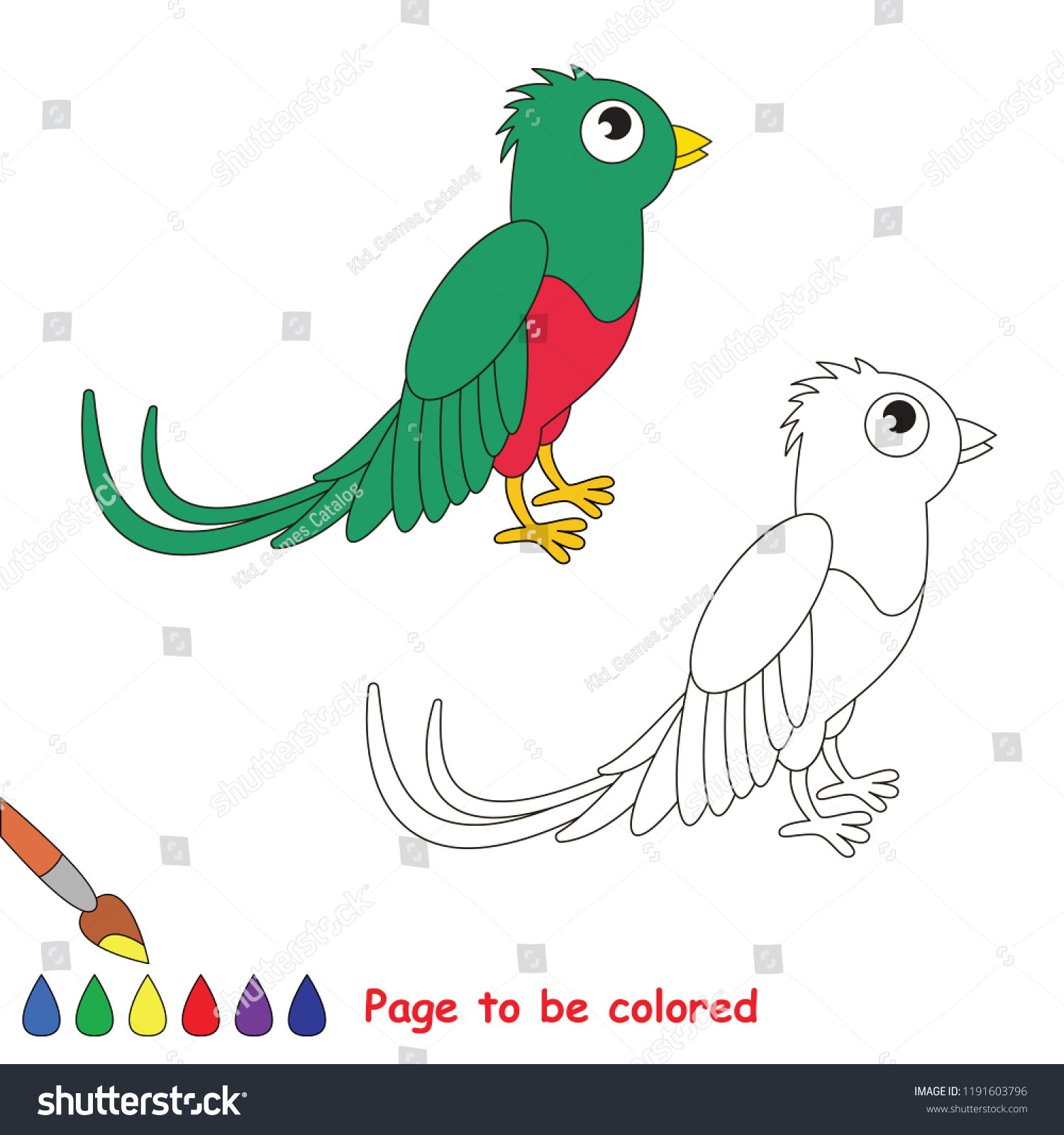 Quetzal Bird Be Colored Coloring Book Stock Vector (Royalty Free