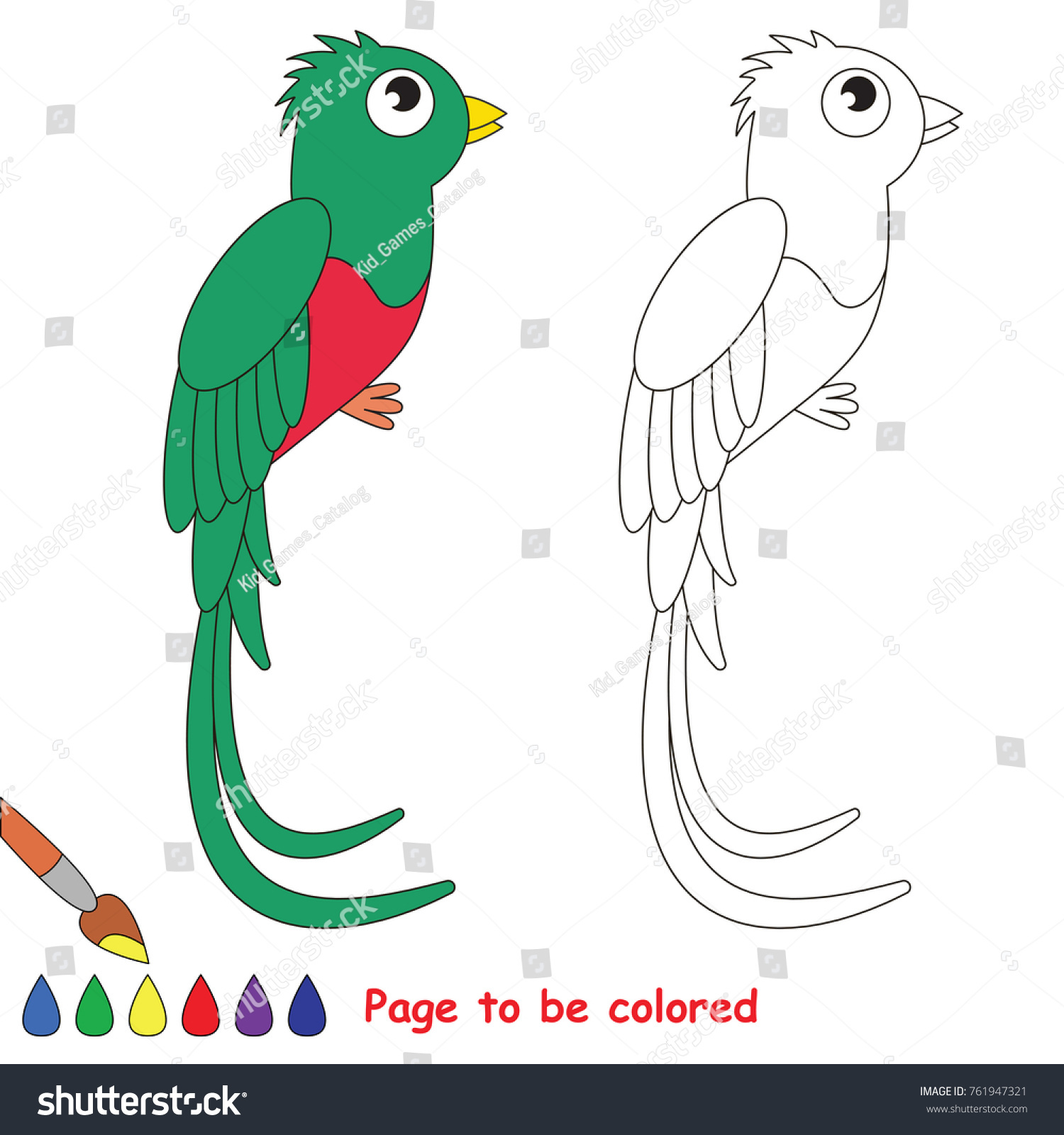 Quetzal Bird Be Colored Coloring Book Stock Vector (Royalty Free