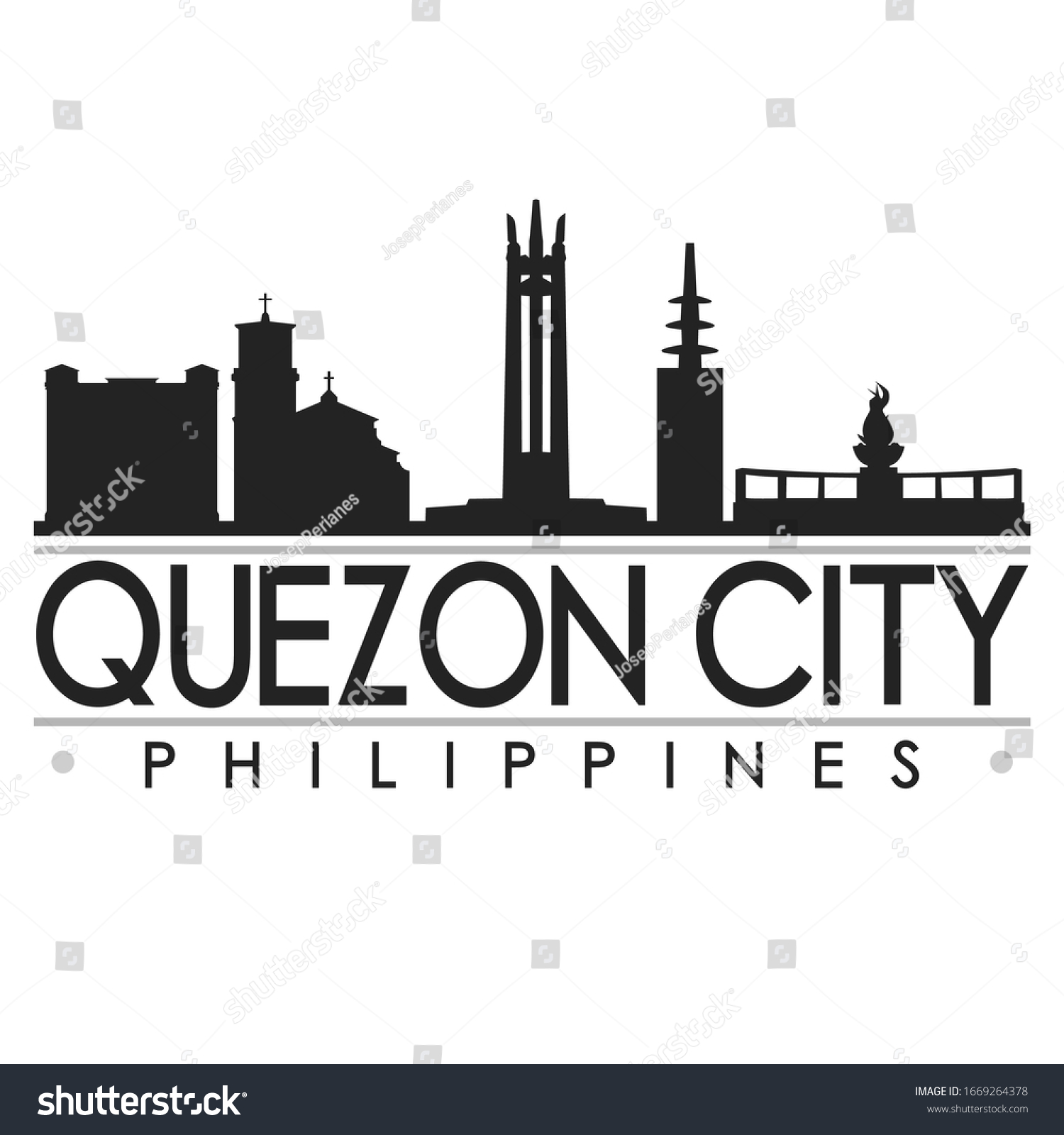 Quezon City Metro Manila Philippines Skyline Stock Vector Royalty Free 1669264378