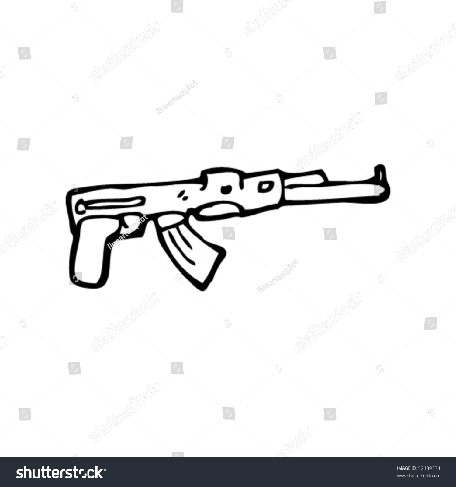 Quirky Drawing Machine Gun Stock Vector 52439374 - Shutterstock