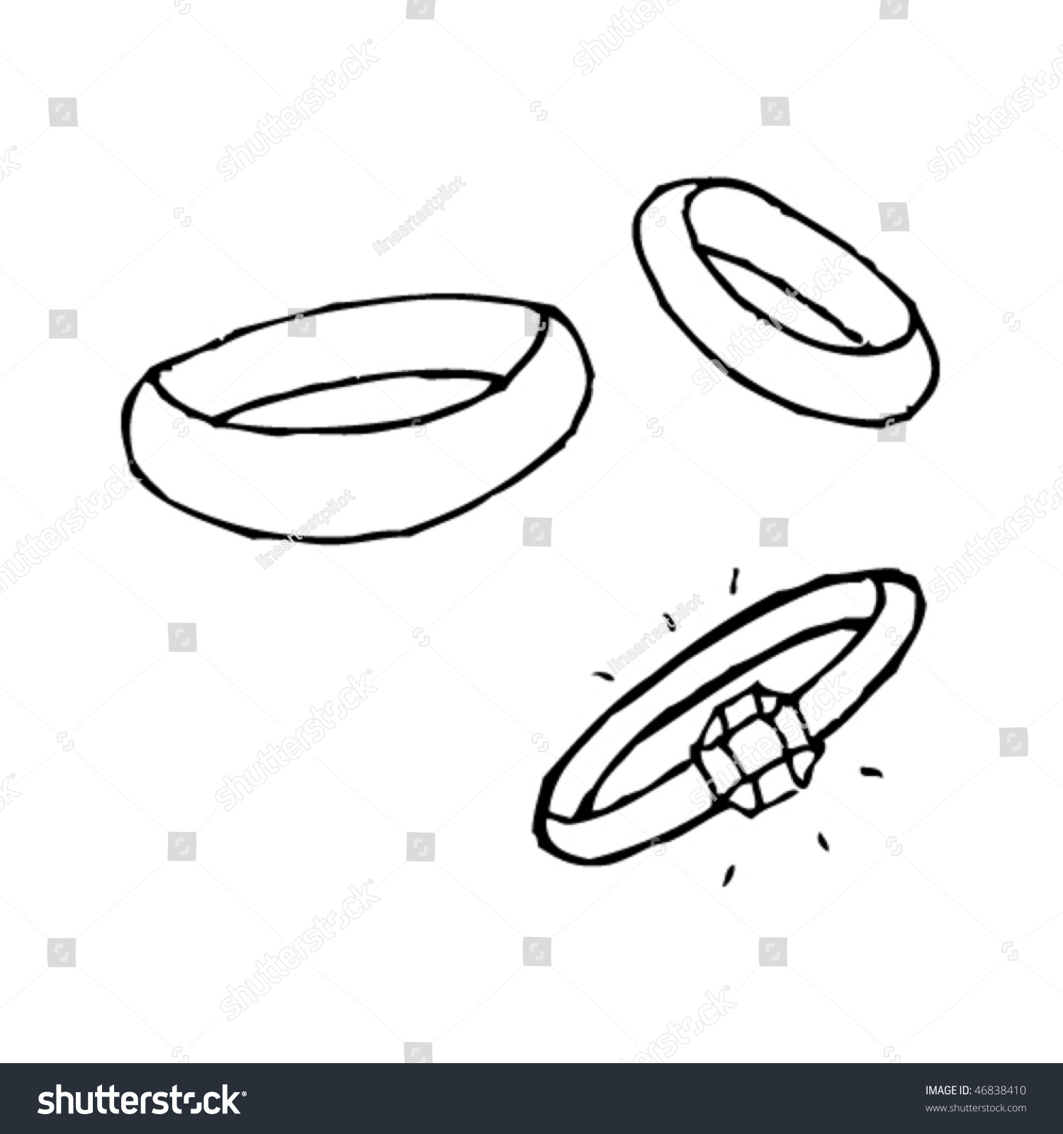 Quirky Ink Drawing Engagement Wedding Rings Stock Vector 46838410