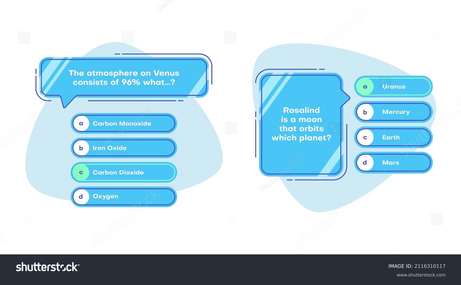 SVG of Quiz test menu template, TV show game questions and answers test. Vector flat layout. Quiz game or contest TV show choice template with answer options in blue letter frames svg