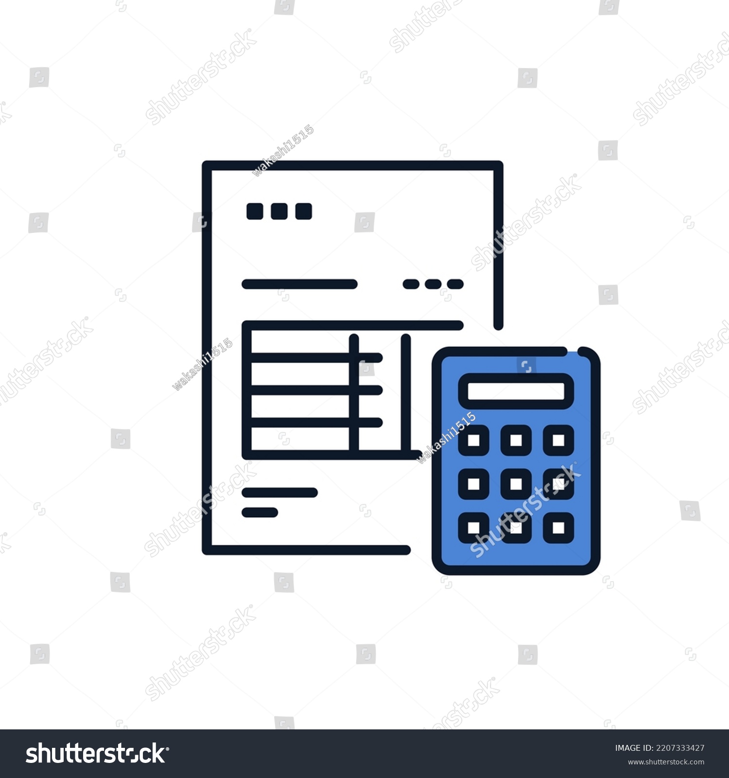 blue calculator and document icon clip art preview