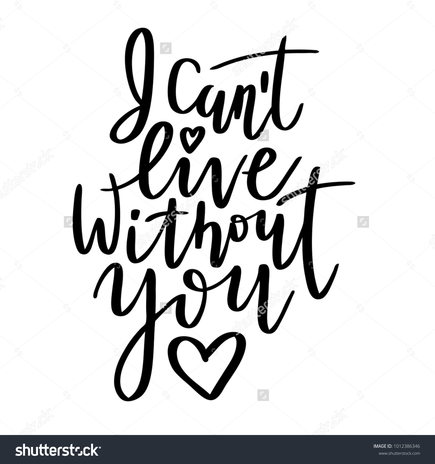 Quote Cant Live Without You Valentine Stock Vector Royalty Free