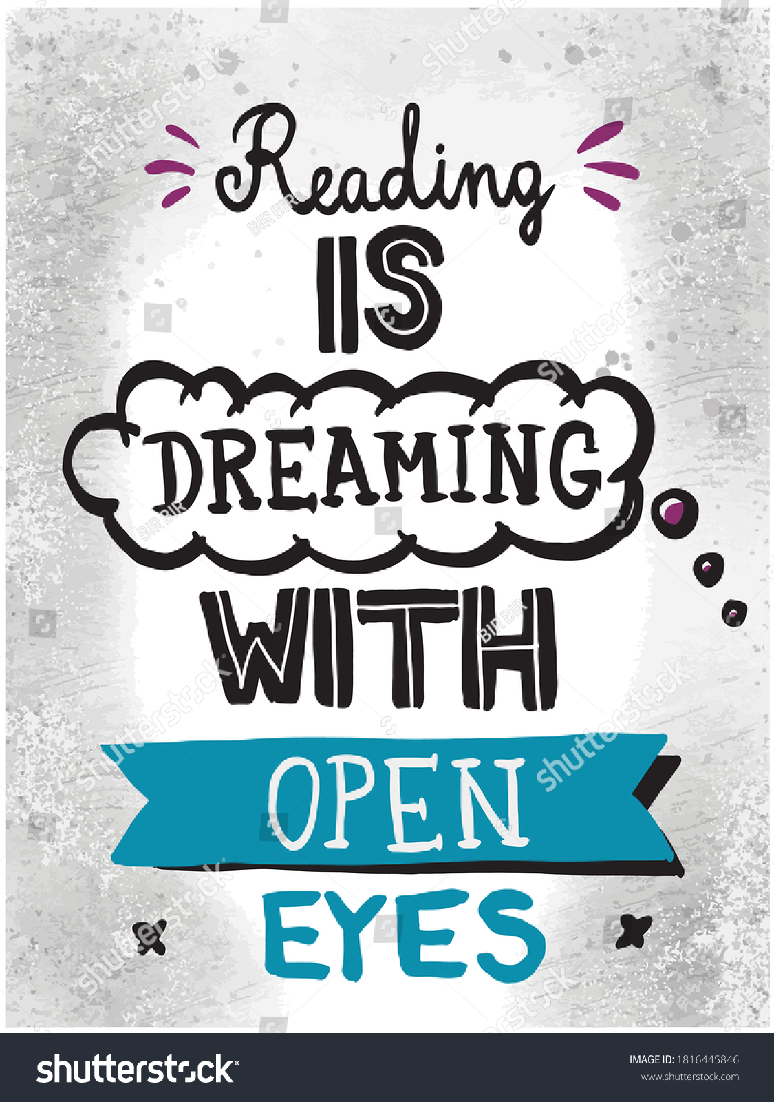 Quote Reading Dreaming Open Eyes Stock Vector (Royalty Free) 1816445846