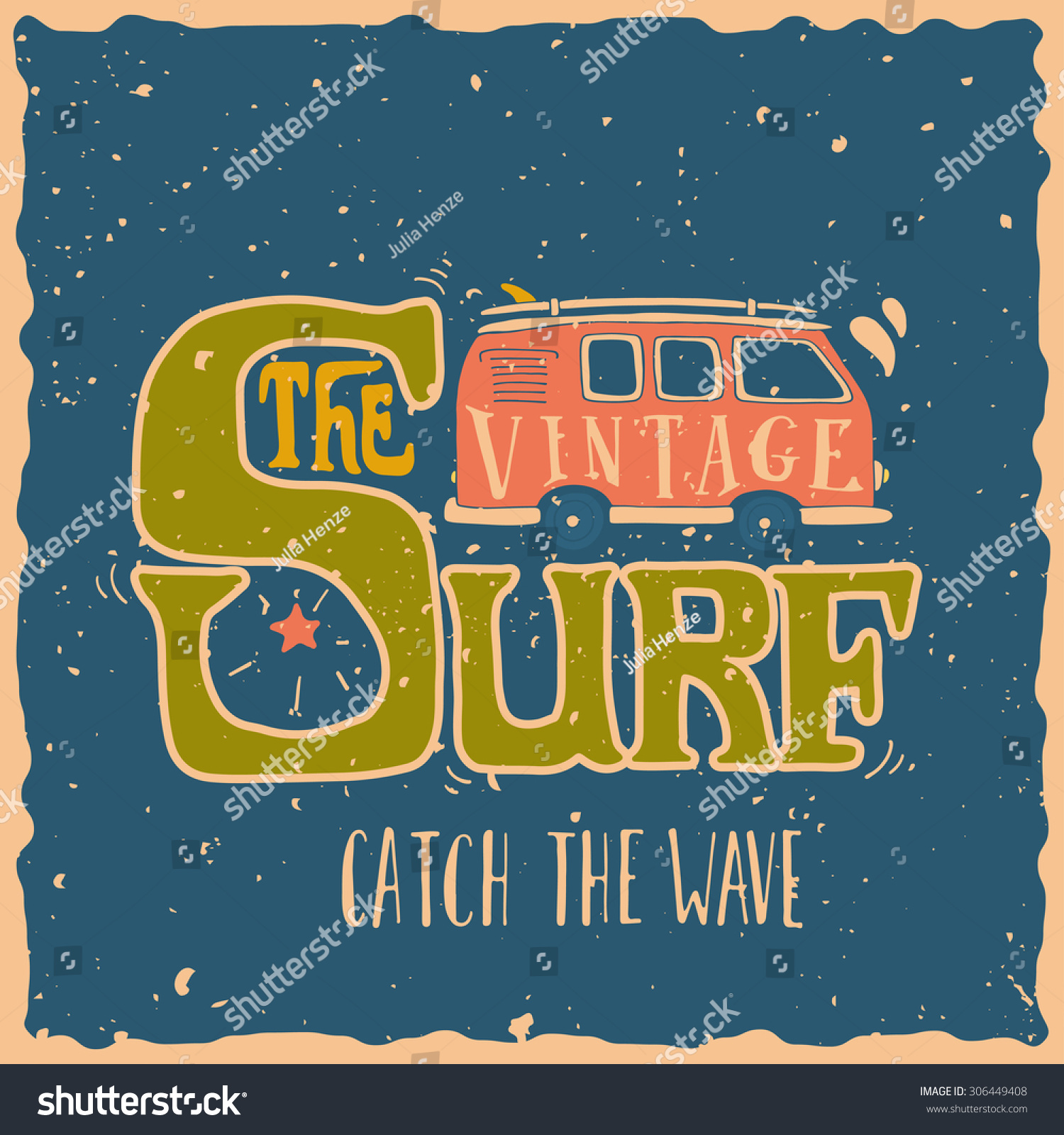 Quote Vintage Surf Catch Wave Vintage Stock Image Download Now