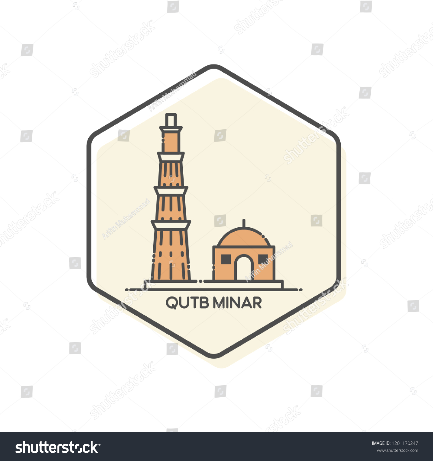 Qutb minar outline icon india