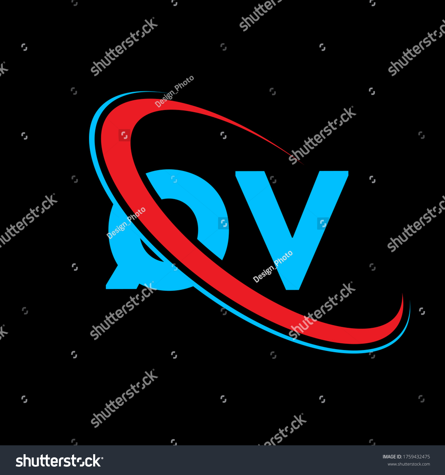 Qv Q V Letter Logo Design Stock Vector (Royalty Free) 1759432475 ...