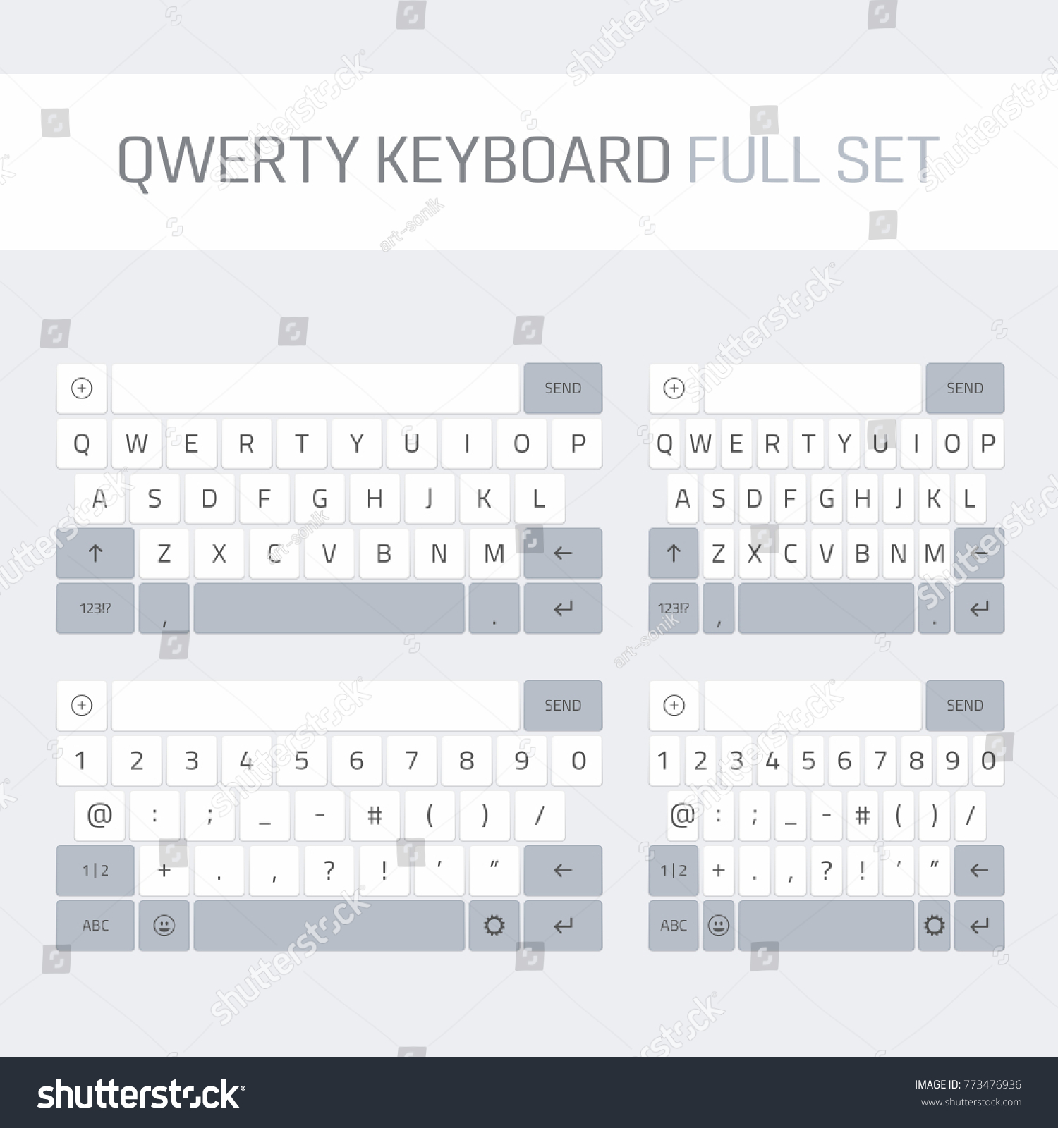 Qwerty Keyboard Full Set Keyboard Smartphone Stock Vector (Royalty Free