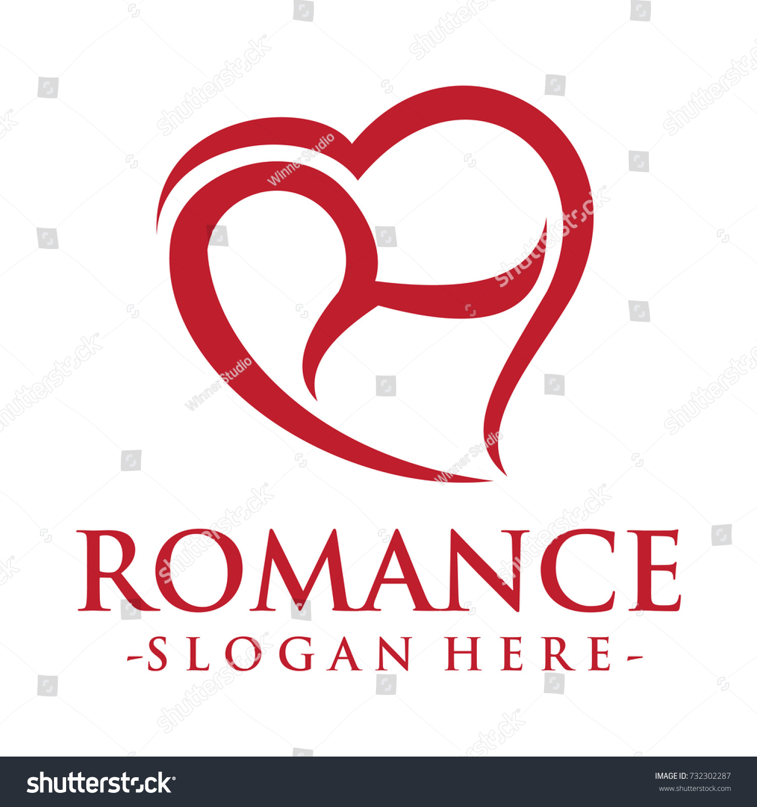 R Initial Love Logo Vector Stock Vector Royalty Free 732302287