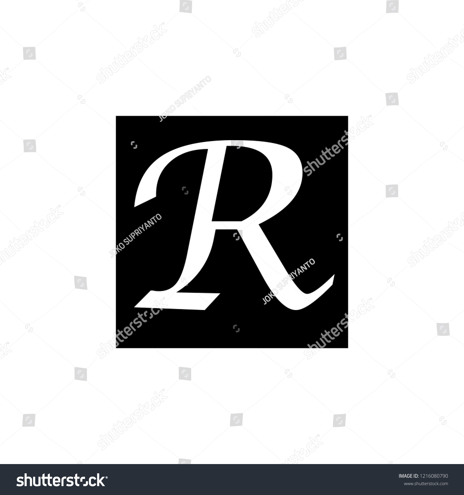 R Letter Box Black Vector Logo Stock Vector Royalty Free
