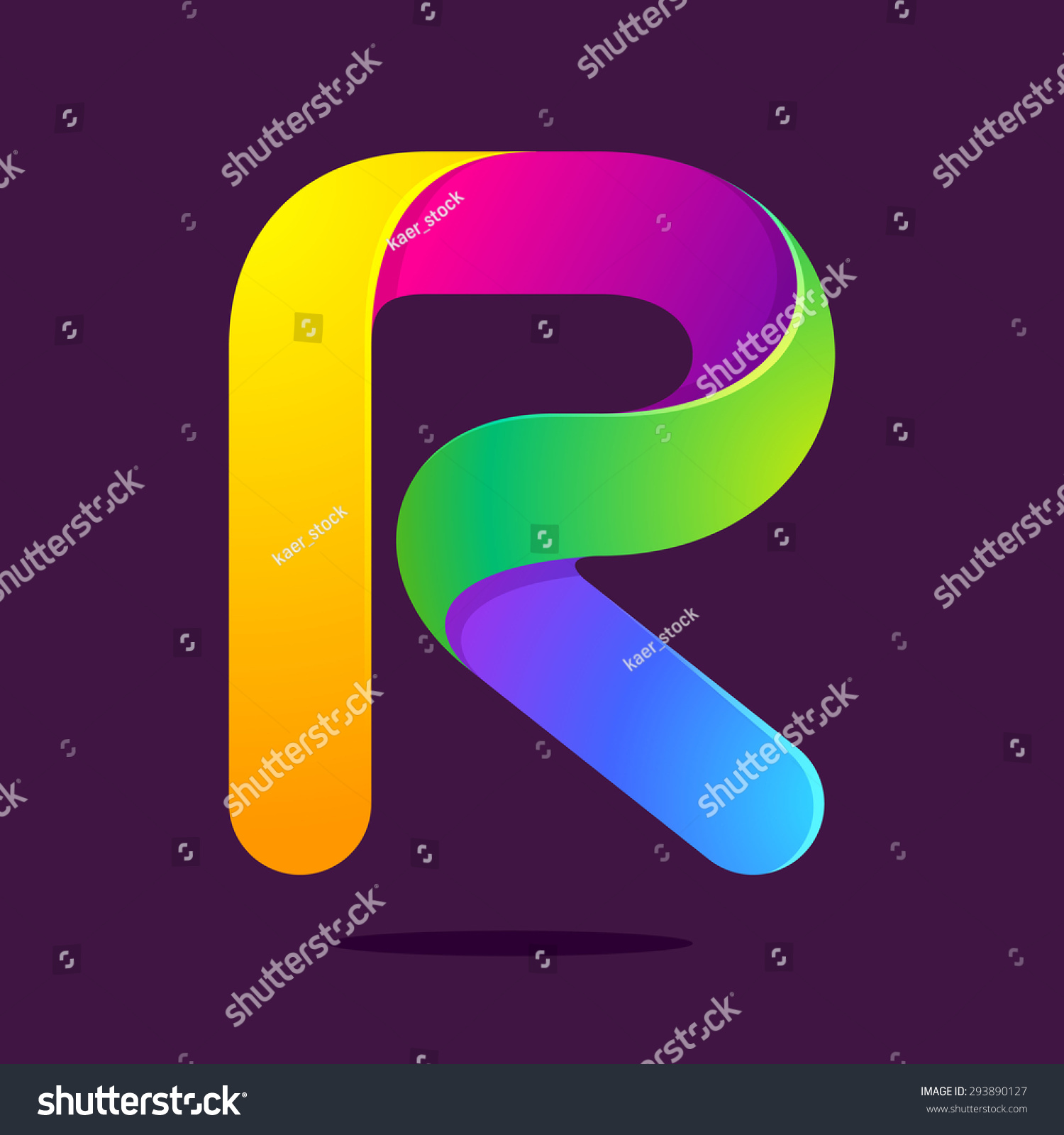 R Letter One Line Colorful Logo. Vector Design Template Elements An ...