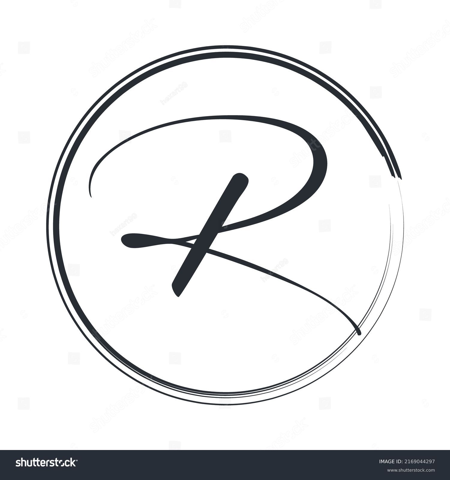 R Logo Initial Handwriting Handwritten Identity Stock Vector Royalty