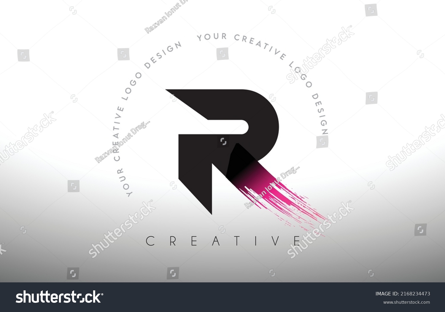 R Paint Brush Letter Logo Design Stock Vector (Royalty Free) 2168234473