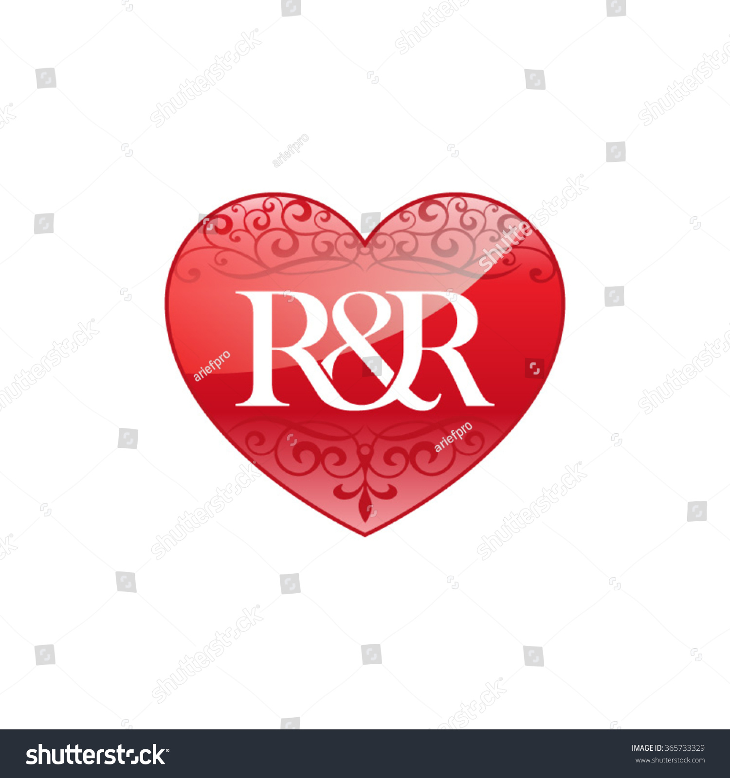 Rr Initial Letter Logo Ornament Heart Stock Vector Royalty Free