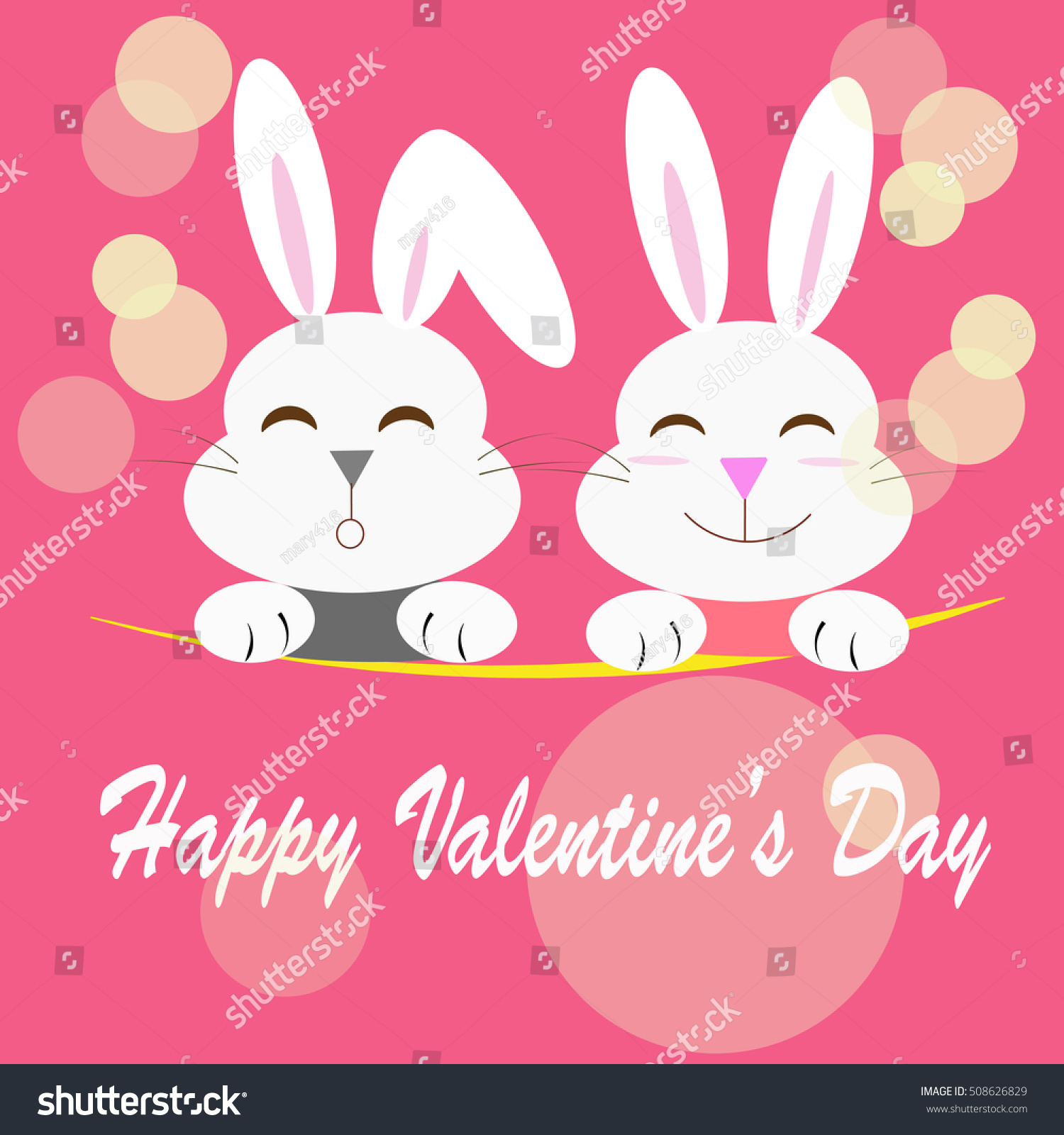 Rabbit Couple Message Happy Valentines Day Stock Vector 508626829 ...