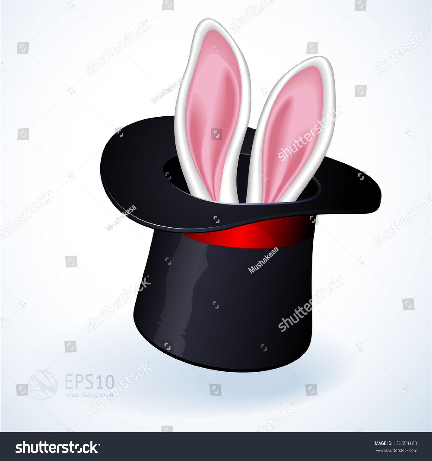 Rabbit Ears Appear Magic Top Hat Stock Vector (Royalty Free) 132554180