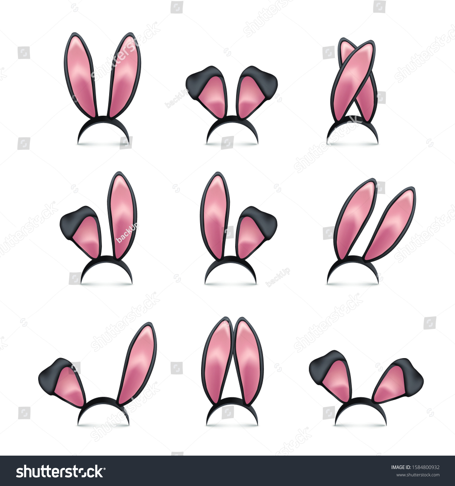 Rabbit Ears Realistic 3d Vector Illustrations Stock Vector (royalty 