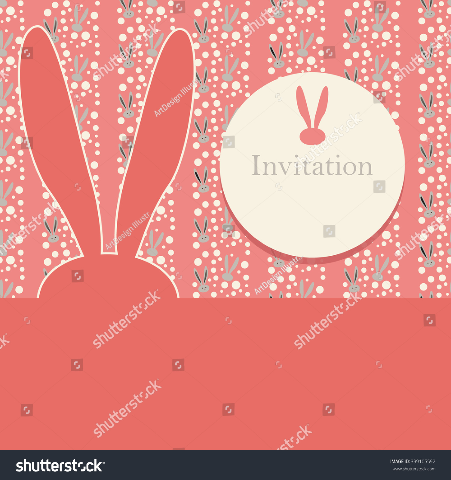 Fødested tro på Morgen Rabbit Invitation Card Design Holiday Card Stock Vector (Royalty Free)  399105592