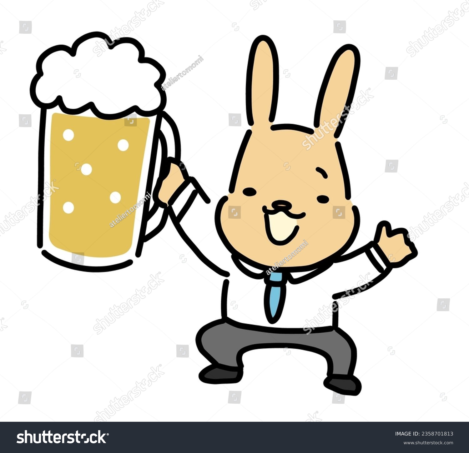 SVG of Rabbit male office worker with beer mug. svg
