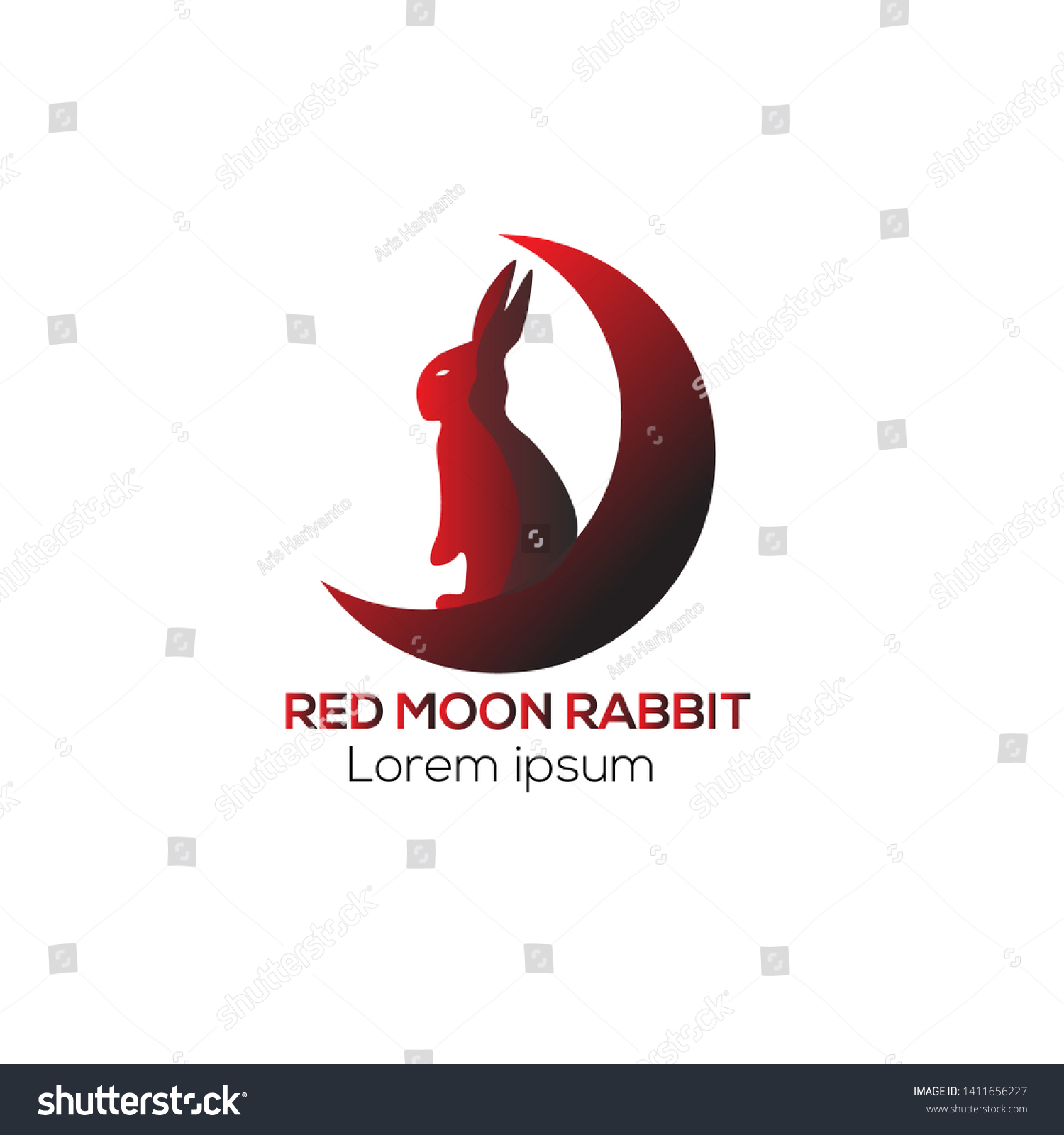 Rabbit On Moon Logo Red Black Stock Vector Royalty Free Rabbit On Moon Logo Red Black Stock Vector Royalty Free