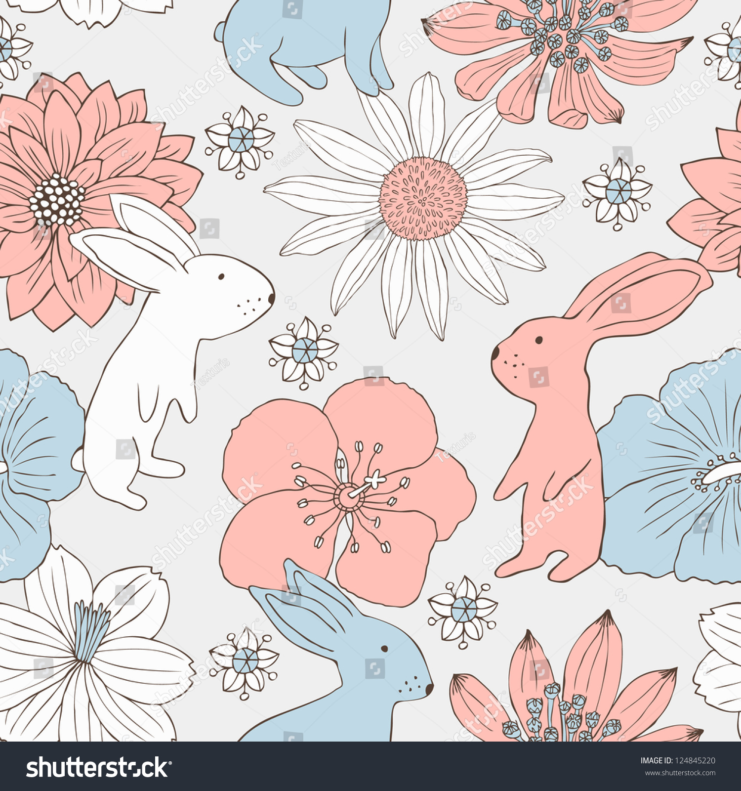 Rabbit Seamless Background Stock Vector (Royalty Free) 124845220 ...