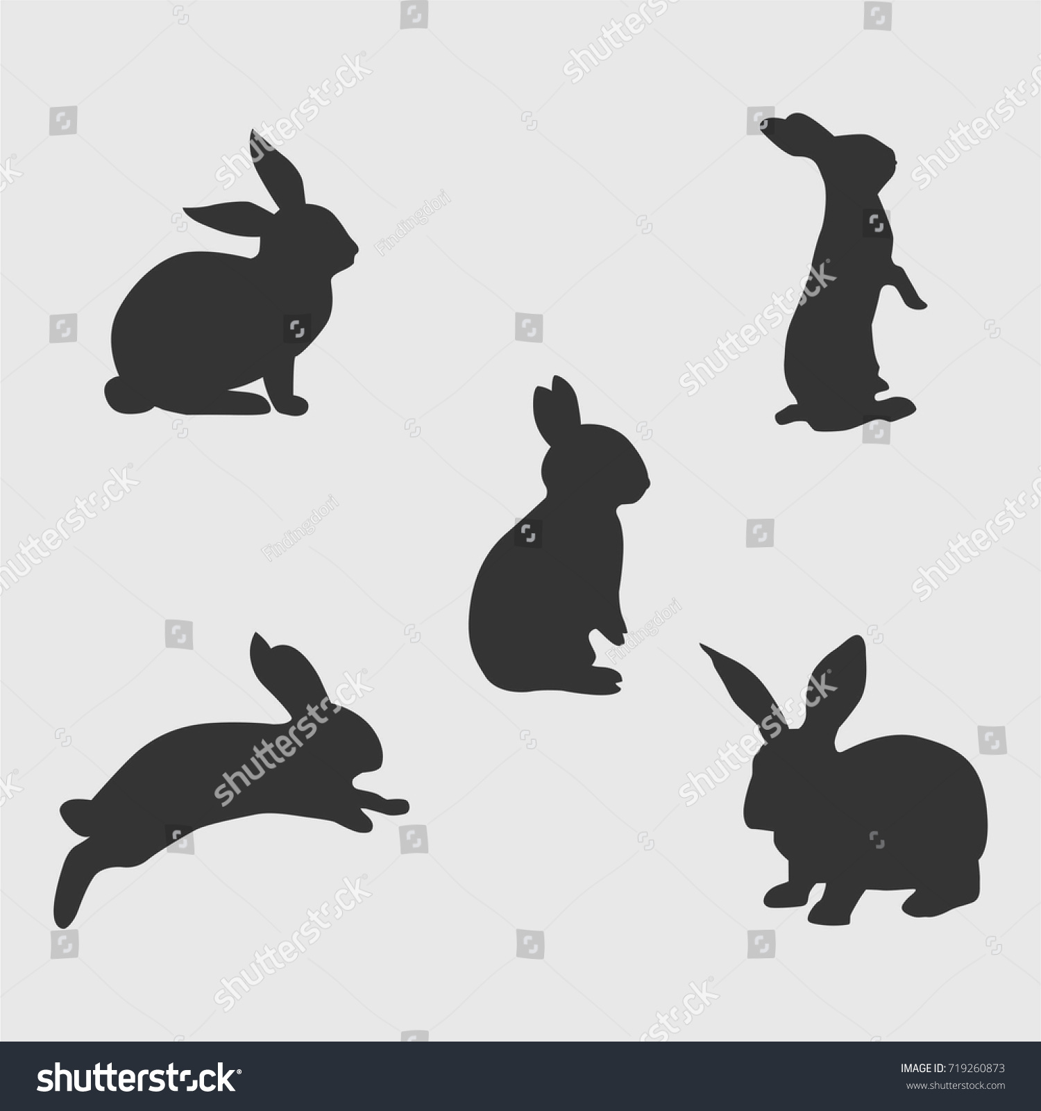 ウサギのシルエット のベクター画像素材 ロイヤリティフリー