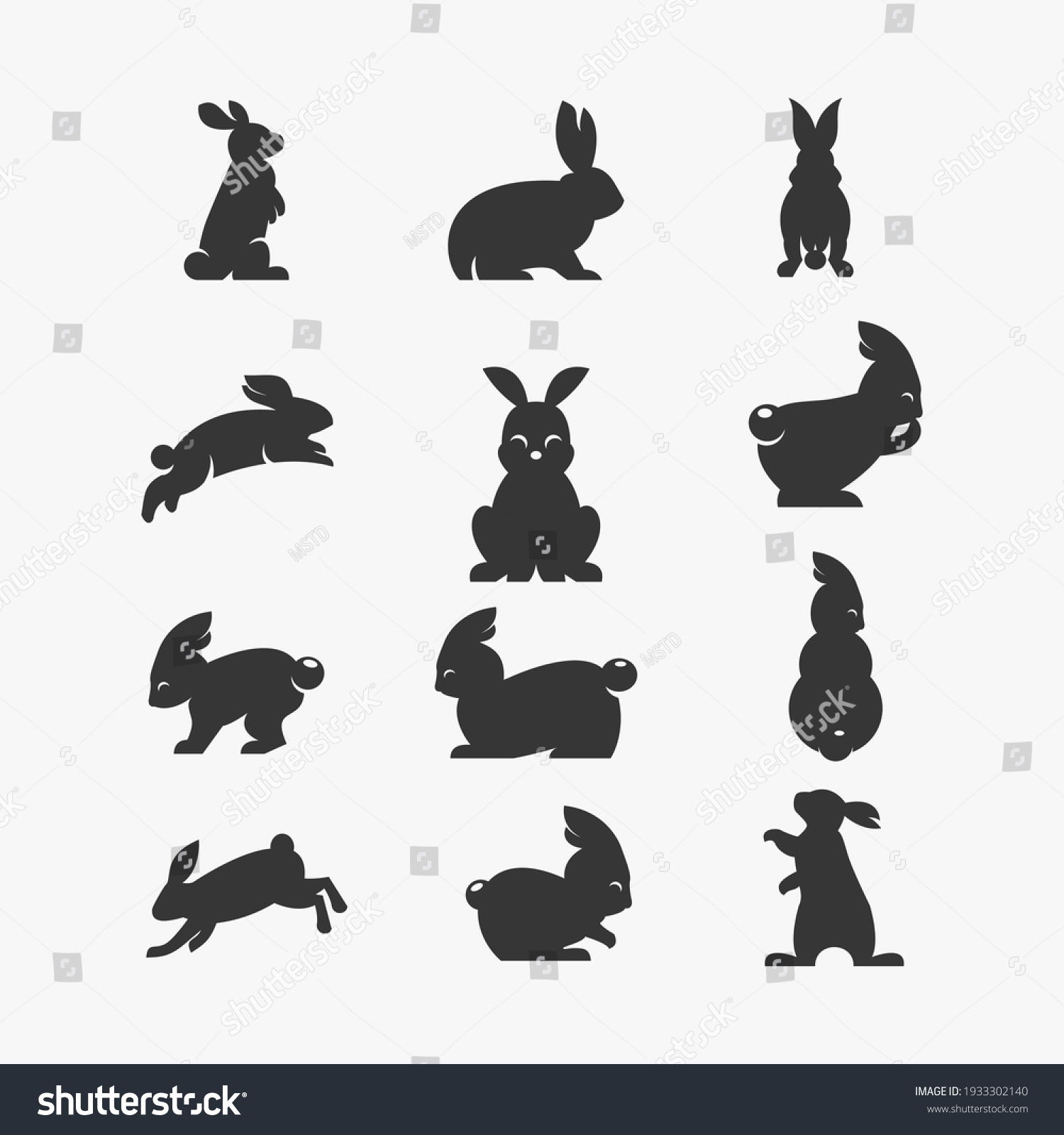 Shutterstock Rabbit Rabbit Silhouette Bundle Design Vector Stock Vector (Royalty Free ...