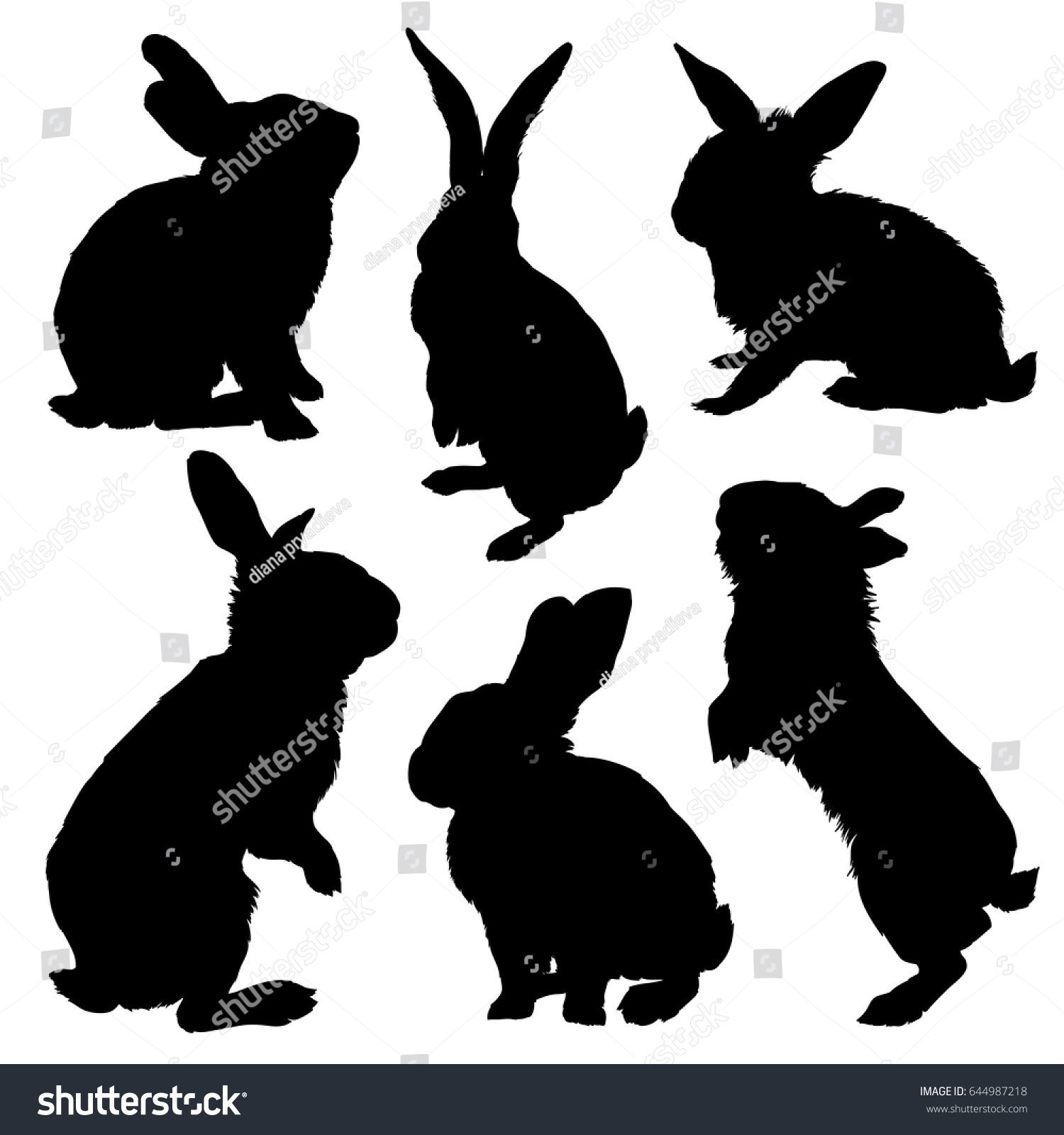 ウサギのシルエットセット ベクターイラスト のベクター画像素材 ロイヤリティフリー