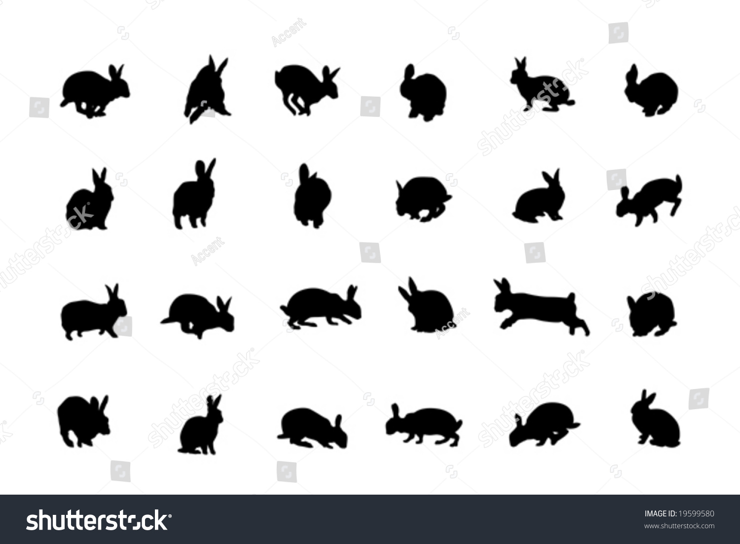 Rabbit Silhouettes, Collection For Designers Stock Vector Illustration