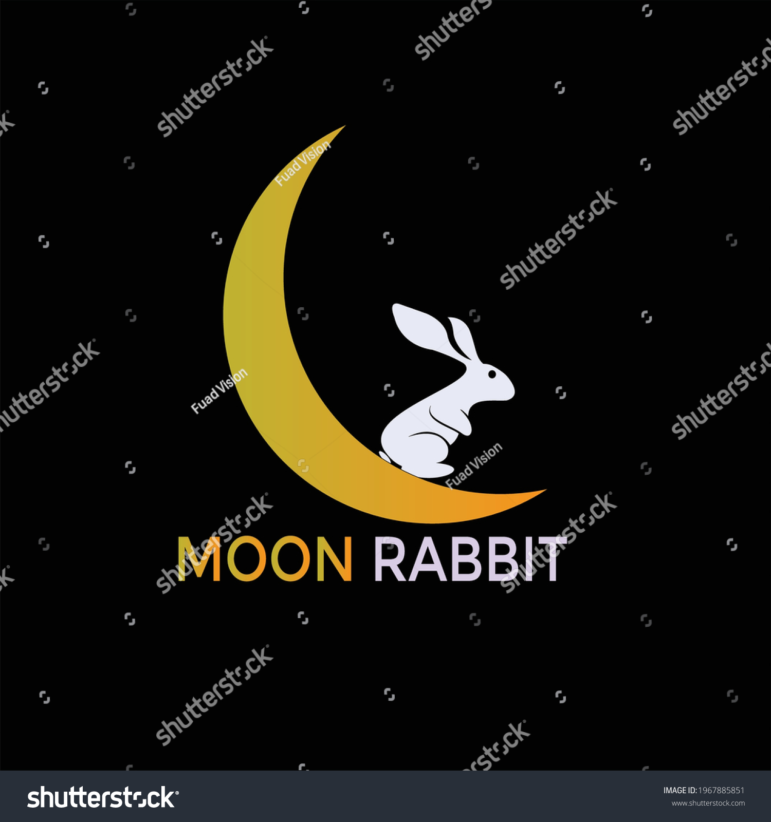 Rabbit Crescent Moon Background Vector Eps Stock Vector (Royalty Free ...