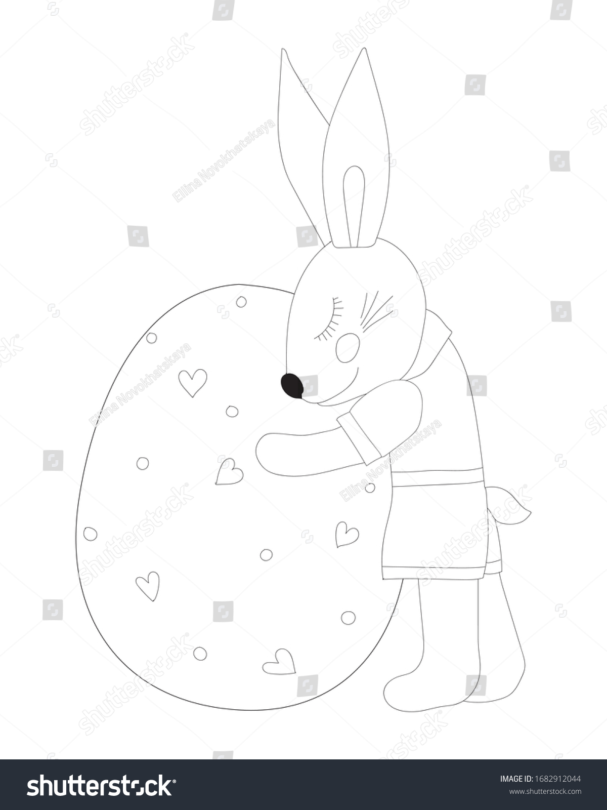 Rabbit Egg Coloring Page Bunny Egg Stock Vector (Royalty Free