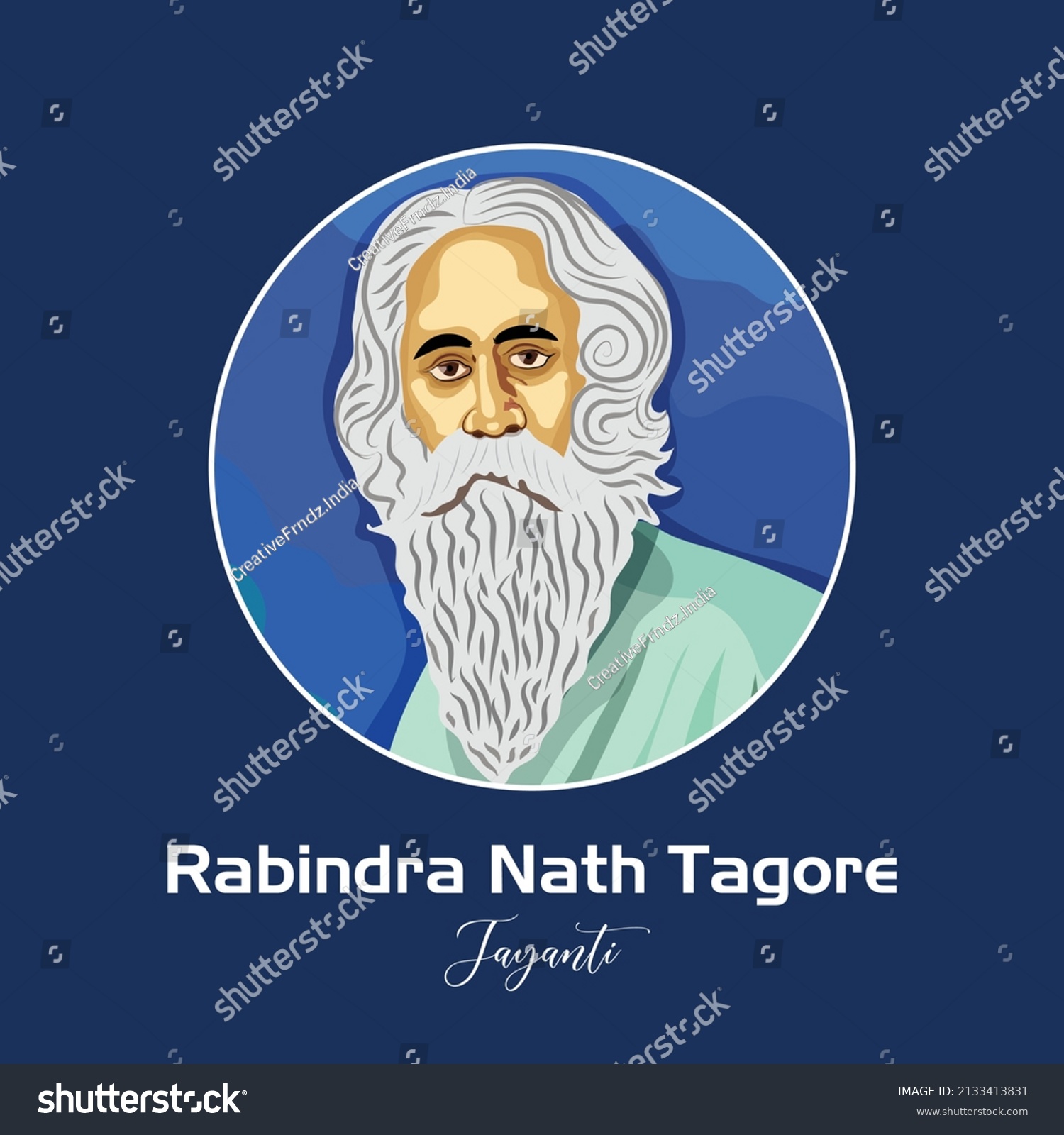 Rabindranath Tagore Jayanti Greeting Card Design Stock Vector (Royalty ...