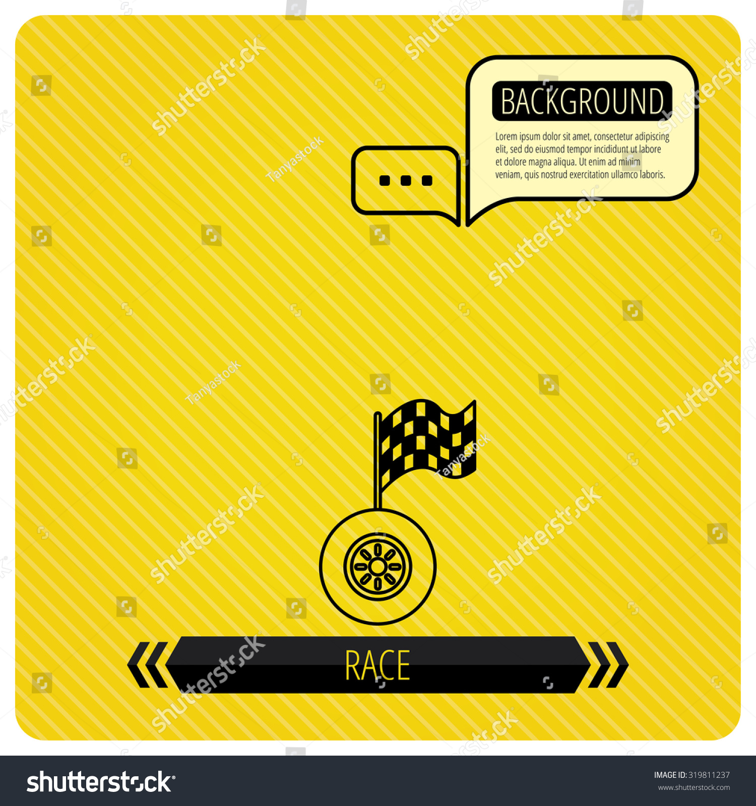 Race Icon Wheel Racing Flag Sign Stock Vector Royalty Free