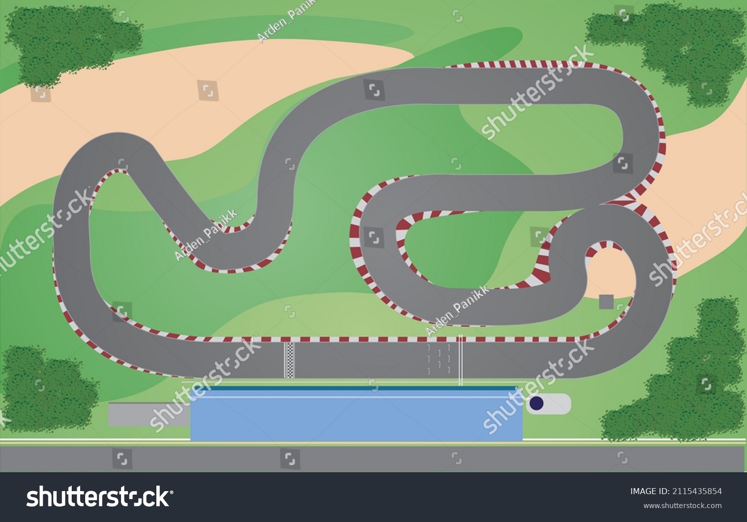 Vektor Stok Race Track Cartoon Vector Draw (Tanpa Royalti) 2115435854