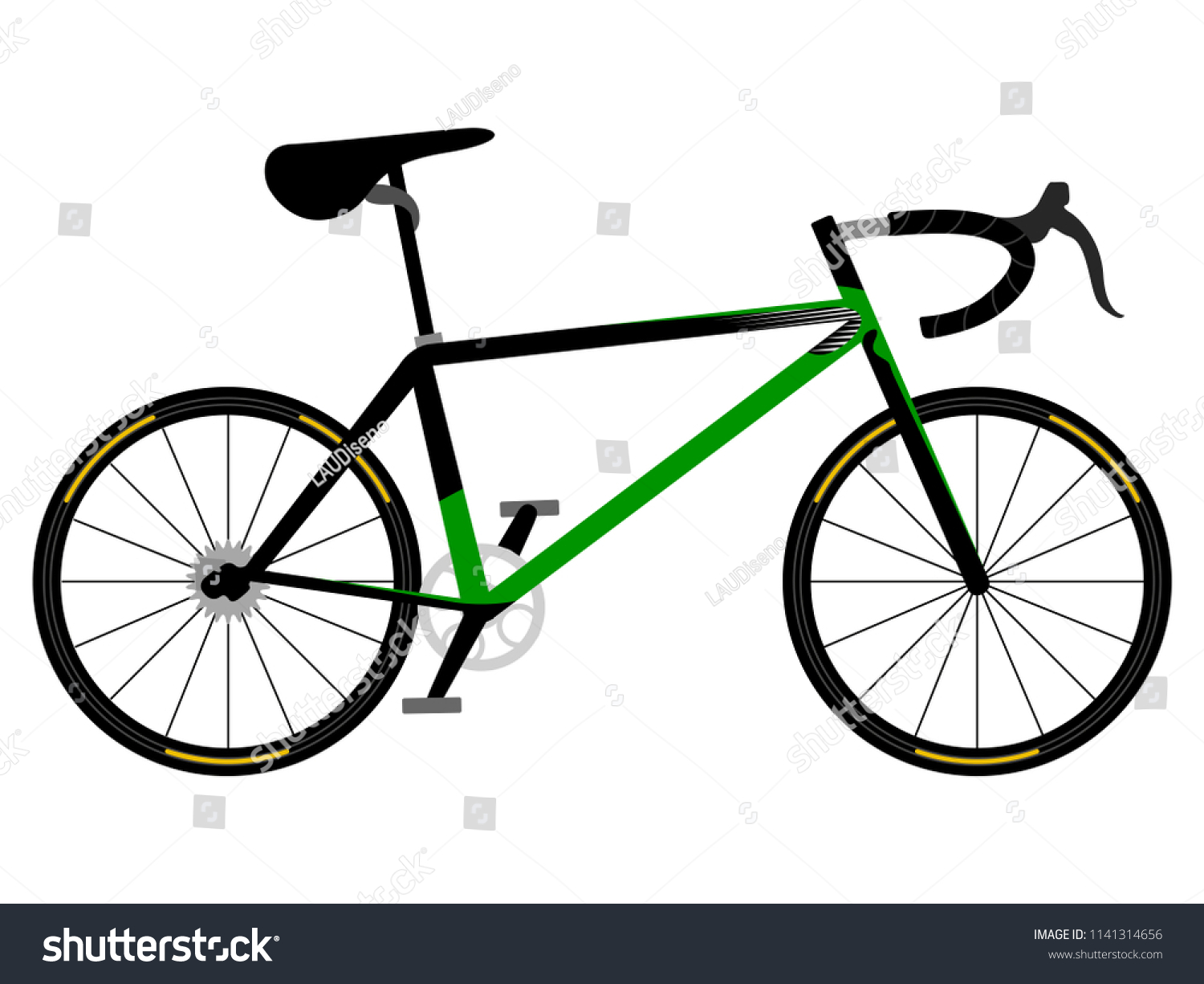 black and green bicycle on white background clip art preview