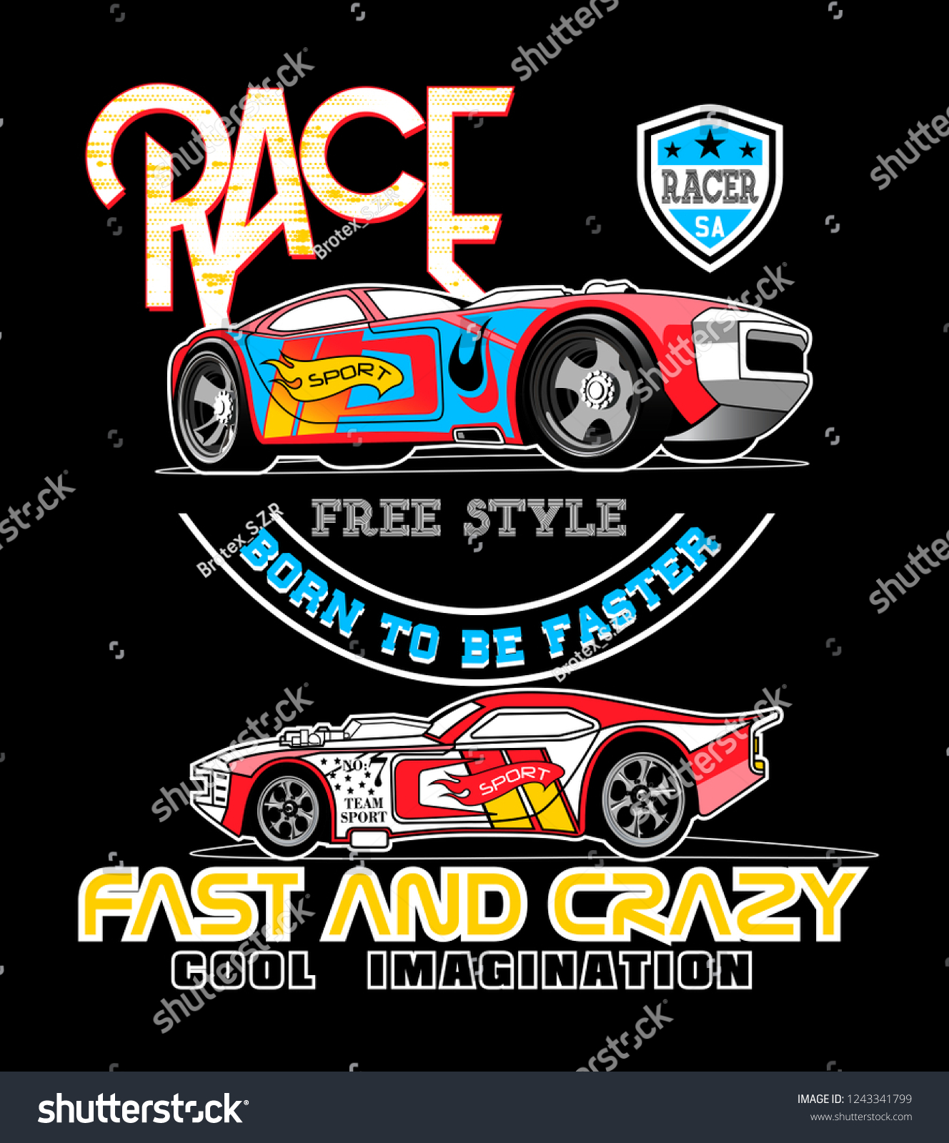 Racing Car Design Vector Art Stock Vector (Royalty Free) 1243341799