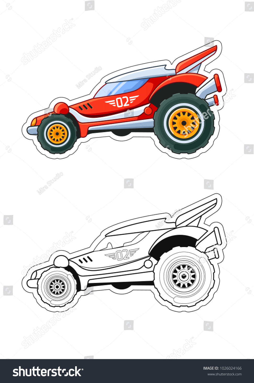 Racing Car Side View Coloring Book Stock Vector (Royalty Free