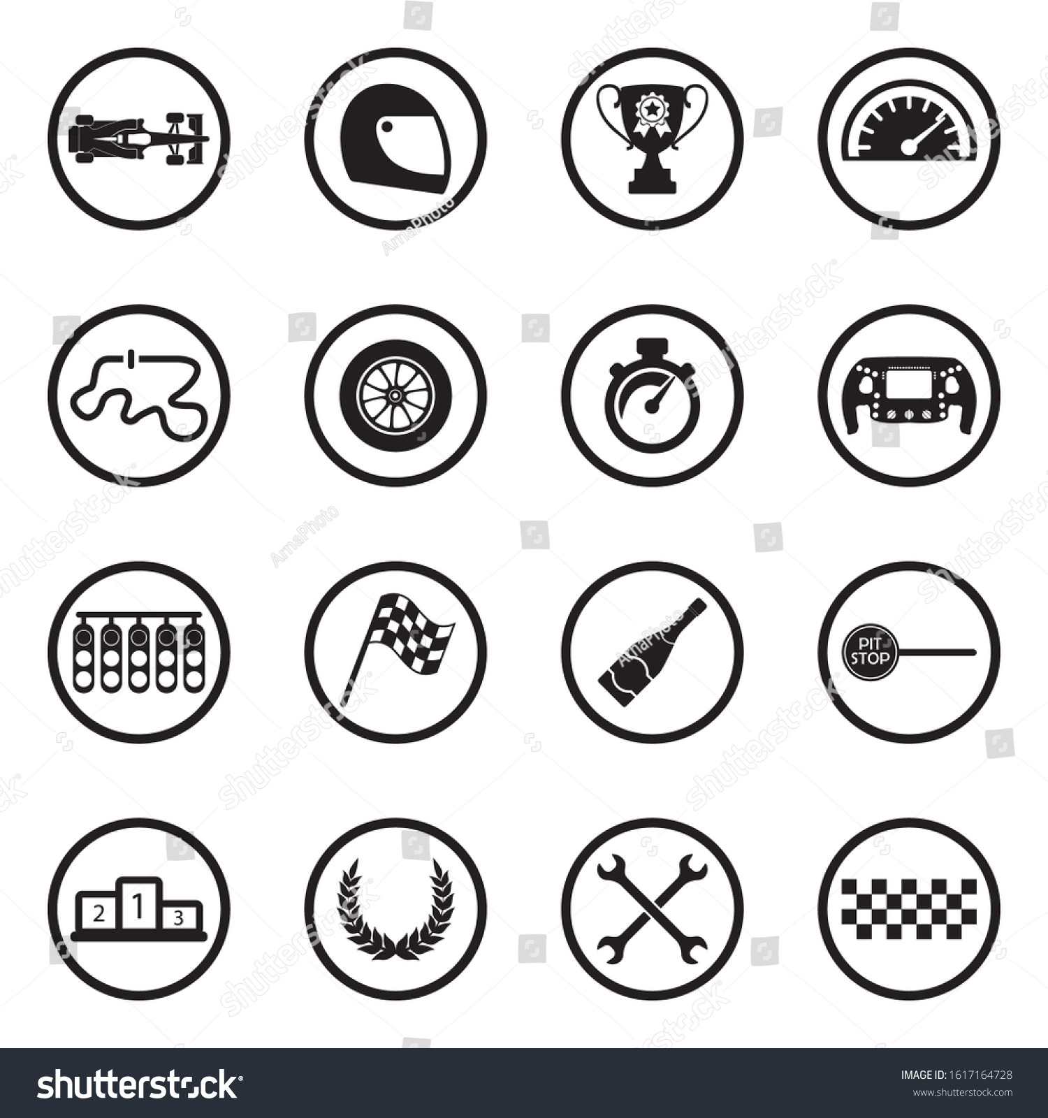 Racing Icons Black Flat Design Circle Stock Vector (royalty Free 